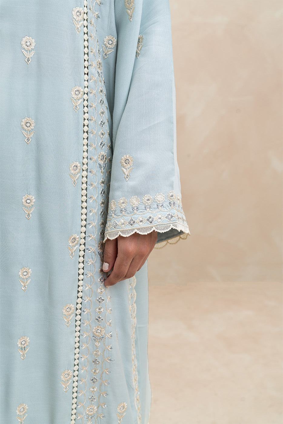 3 PIECE EMBROIDERED RAW SILK SUIT (LUXURY-PRET)