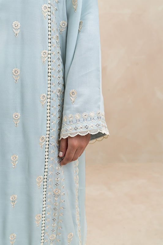 3 PIECE EMBROIDERED RAW SILK SUIT (LUXURY-PRET)