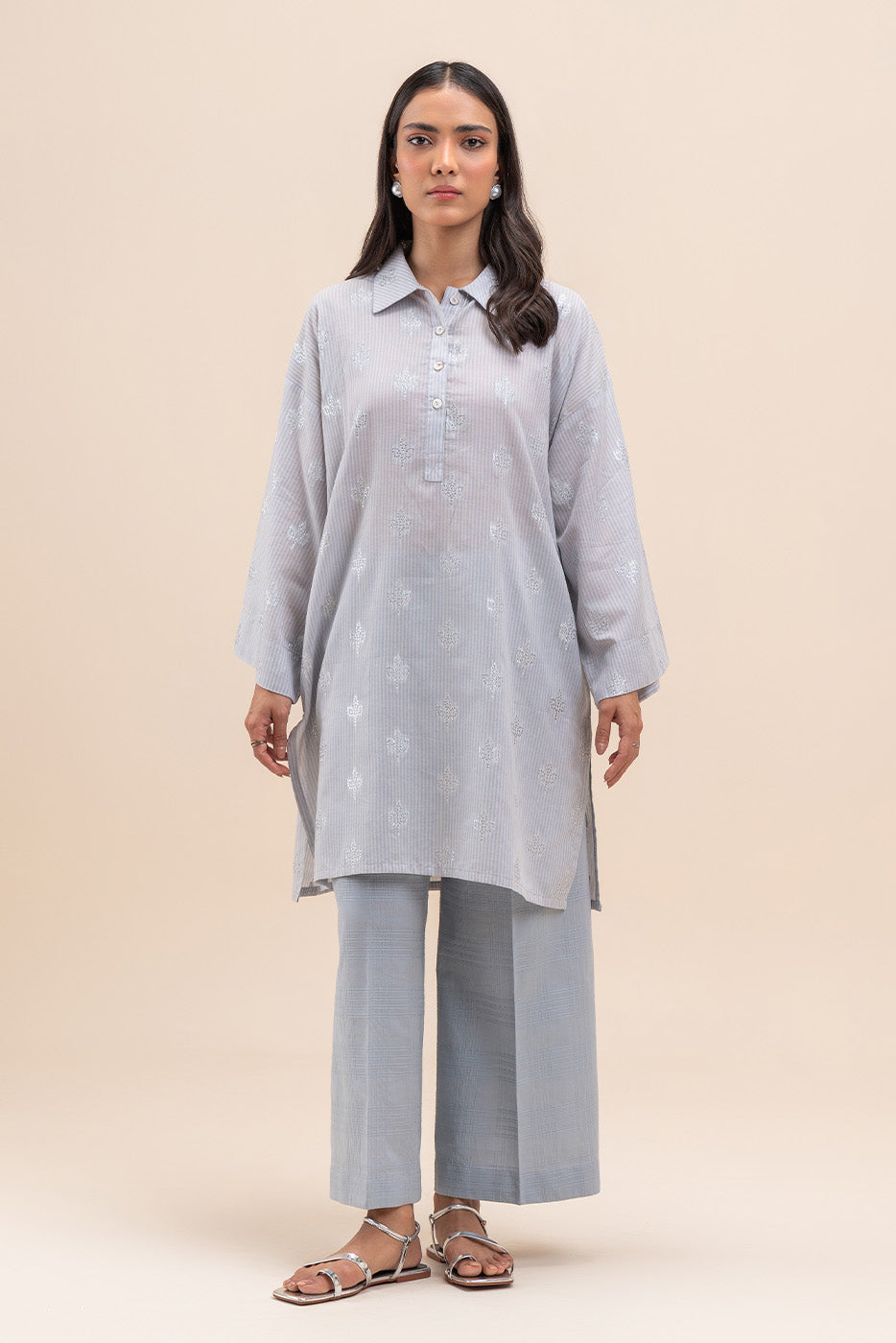 2 PIECE BASIC STRIPE BOOTI MUX SUIT (PRET)