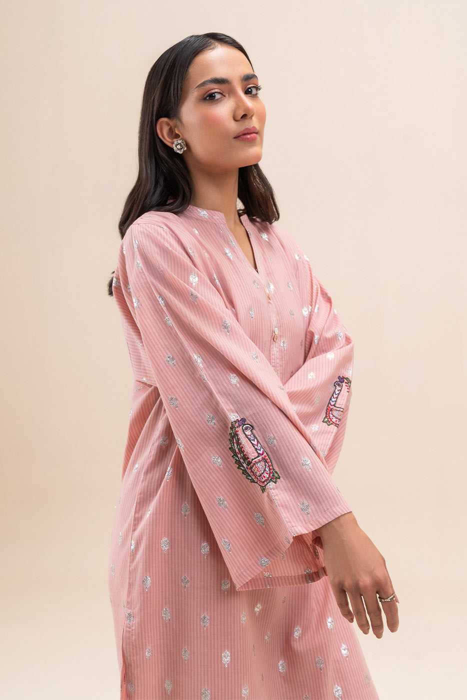 2 PIECE EMBROIDERED STRIPE BOOTI MUX SUIT (PRET)