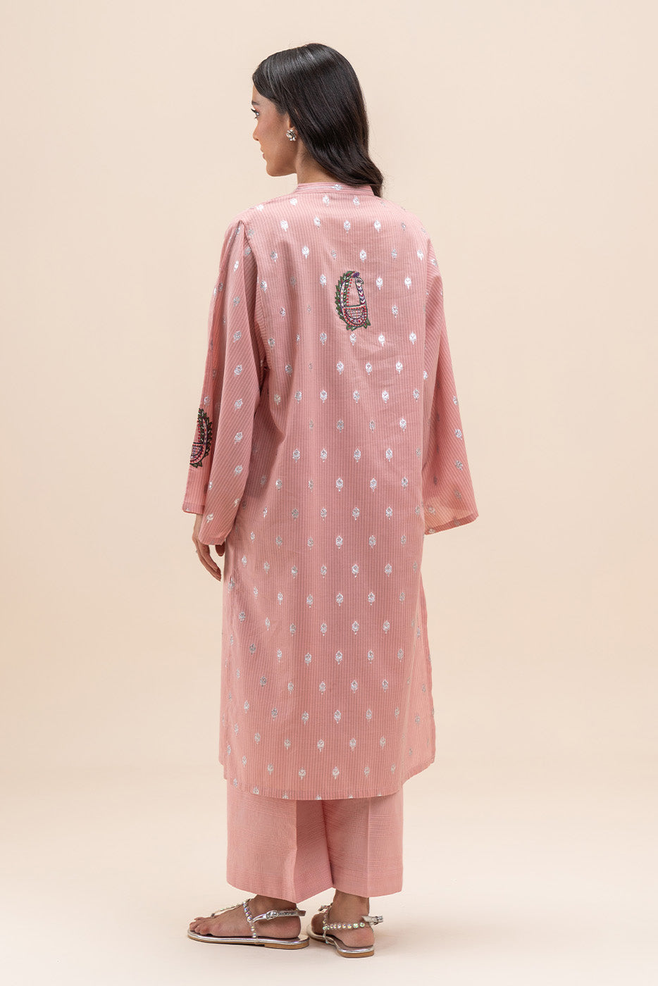 2 PIECE EMBROIDERED STRIPE BOOTI MUX SUIT (PRET)