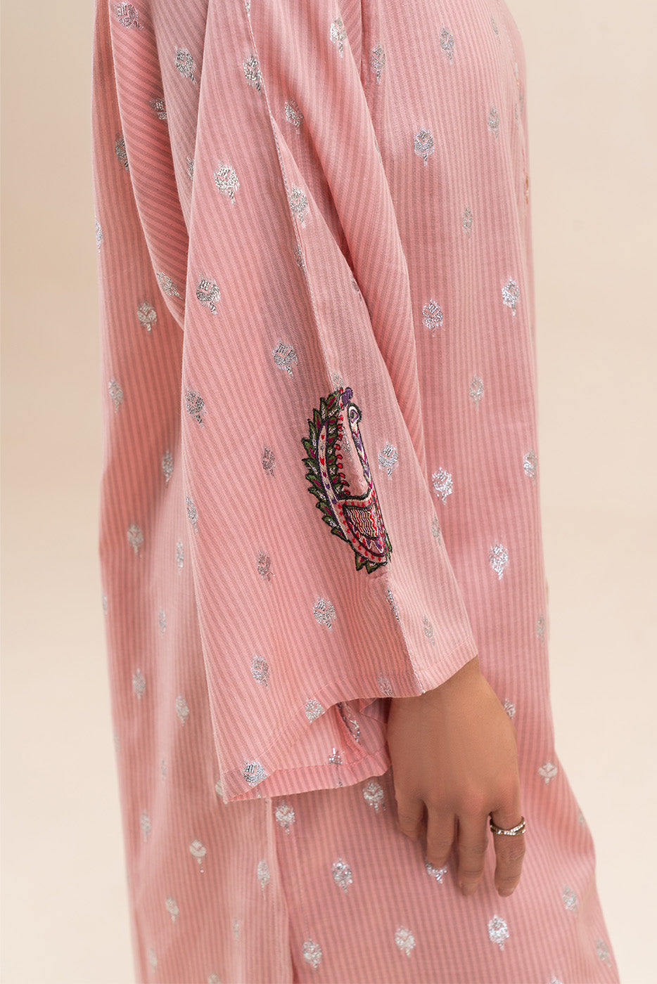 2 PIECE EMBROIDERED STRIPE BOOTI MUX SUIT (PRET)