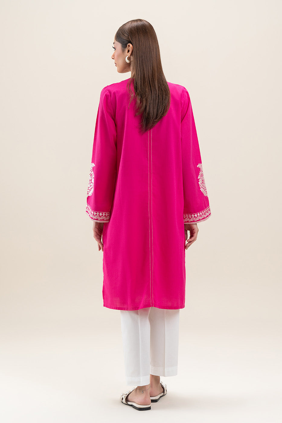 EMBROIDERED SLUB LAWN SHIRT (PRET)