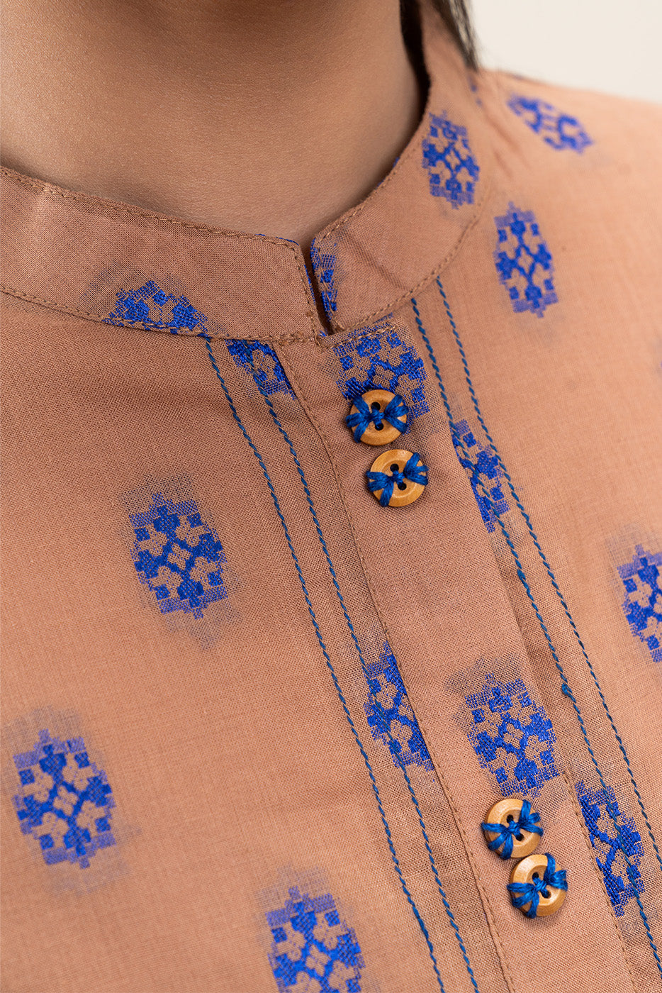 2 PIECE BASIC CHAMBRAY NEON JACQUARD SUIT (PRET)