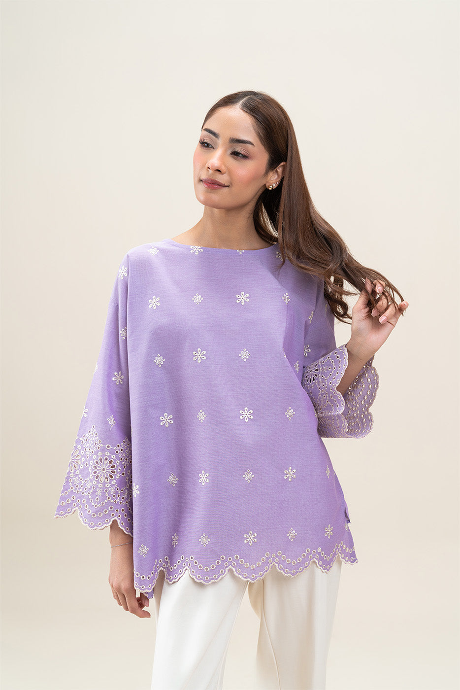 EMBROIDERED CHAMBRAY TOP (PRET)