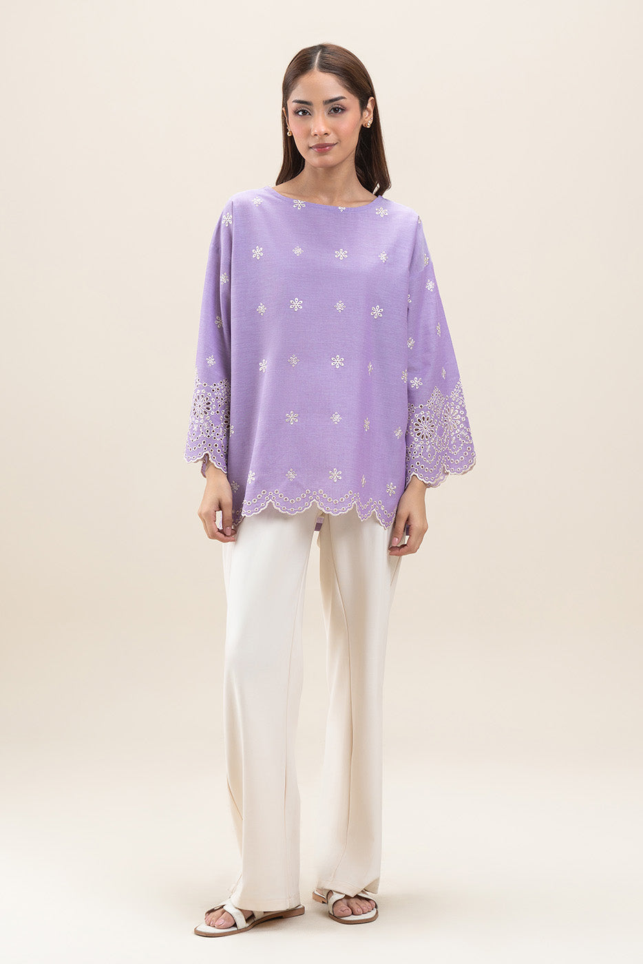EMBROIDERED CHAMBRAY TOP (PRET)