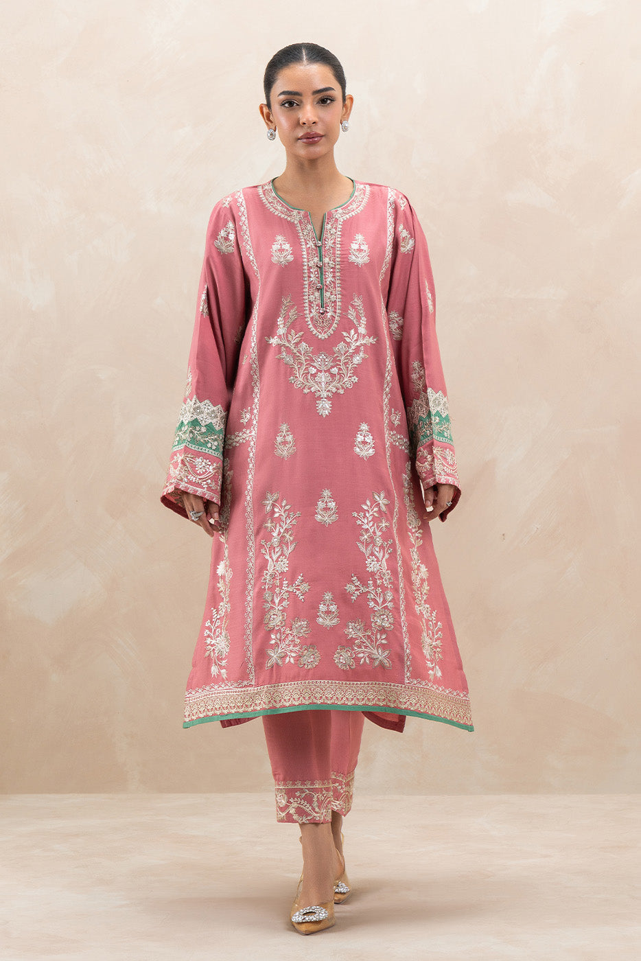 2 PIECE EMBROIDERED RAW SILK SUIT (LUXURY-PRET)