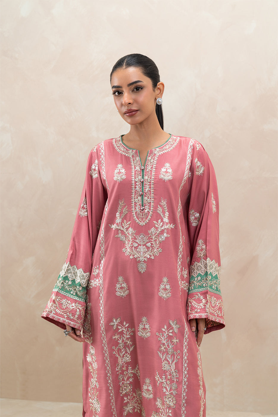 2 PIECE EMBROIDERED RAW SILK SUIT (LUXURY-PRET)