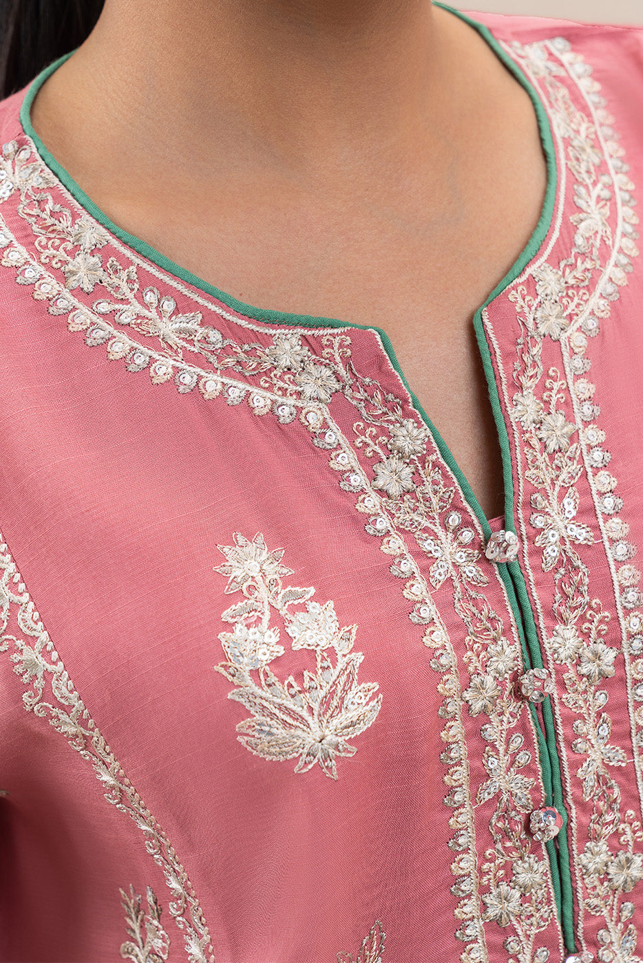 2 PIECE EMBROIDERED RAW SILK SUIT (LUXURY-PRET)
