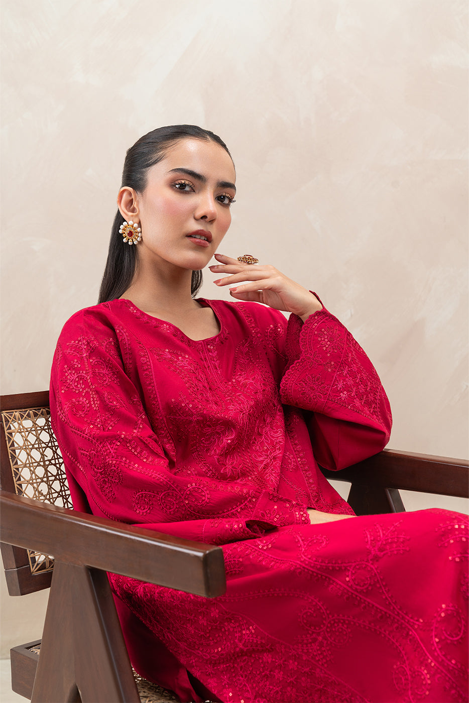 2 PIECE EMBROIDERED RAW SILK SUIT (LUXURY-PRET)