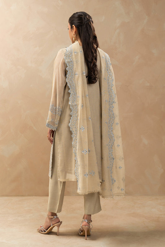 3 PIECE EMBROIDERED COTTON VISCOSE SUIT (LUXURY-PRET)