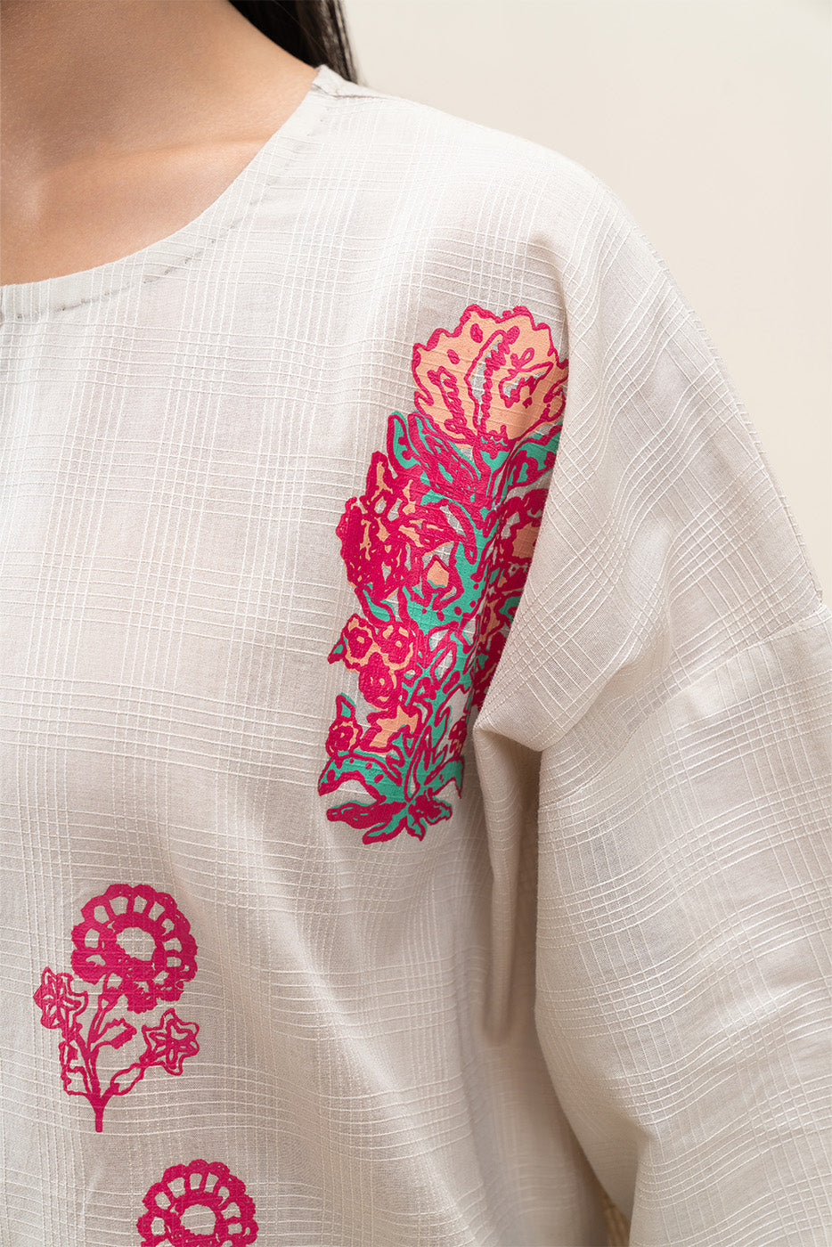 2 PIECE PRINTED PEACH DORIA SUIT (PRET)