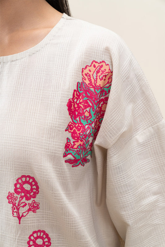 2 PIECE PRINTED PEACH DORIA SUIT (PRET)