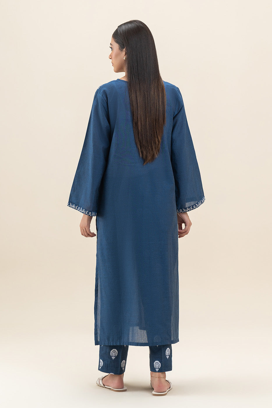 2 PIECE EMBROIDERED CHAMBRAY SUIT (PRET)