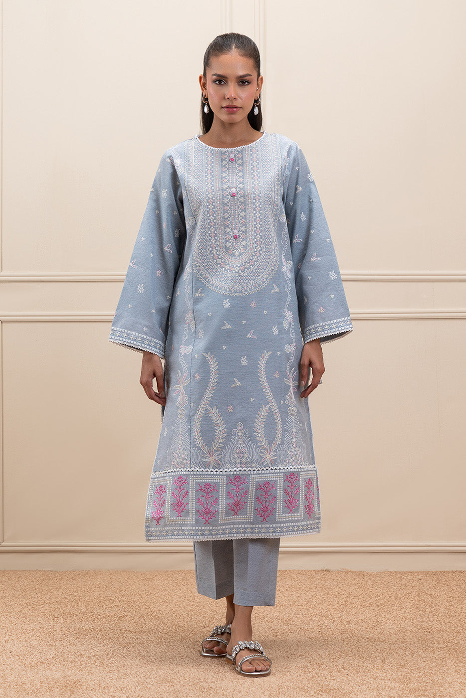 2 PIECE EMBROIDERED DYED SUIT (PRET)
