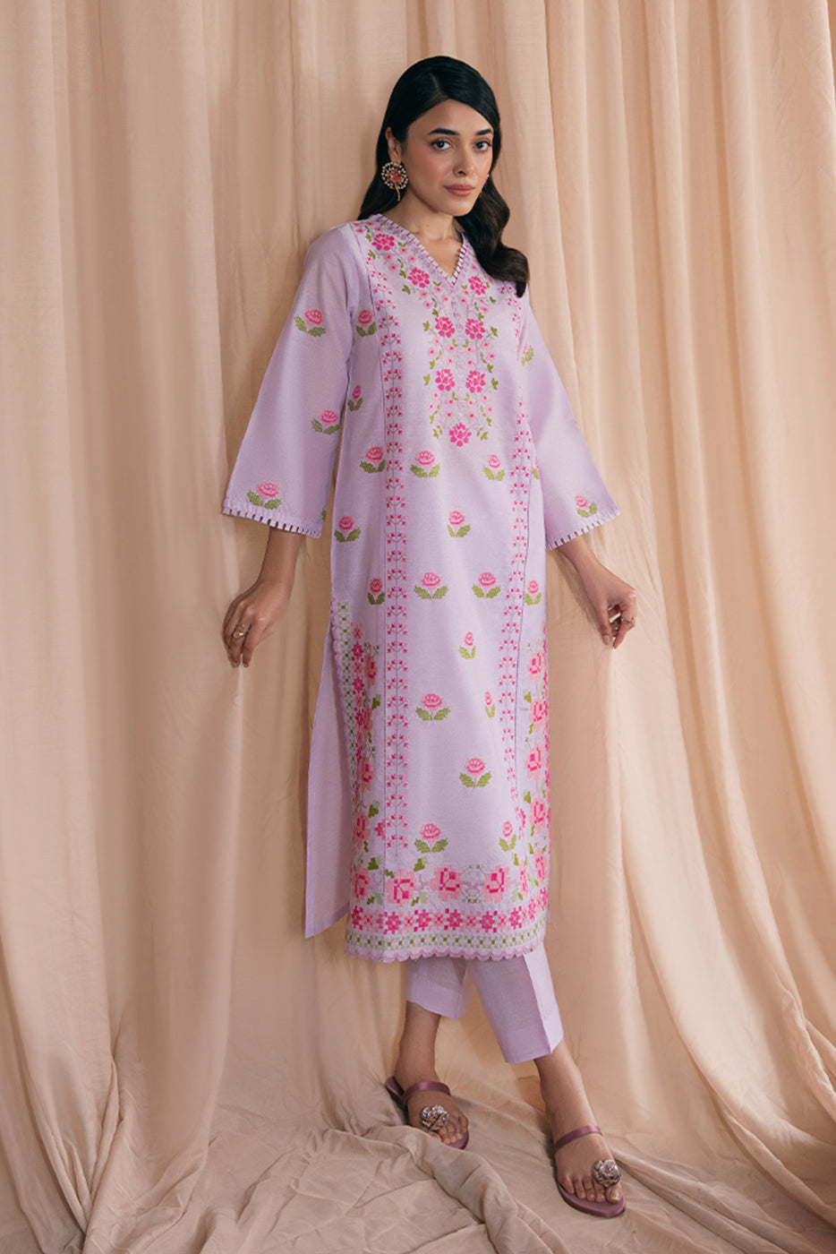 2 EMBROIDERED SPACE DYED SUIT (PRET)