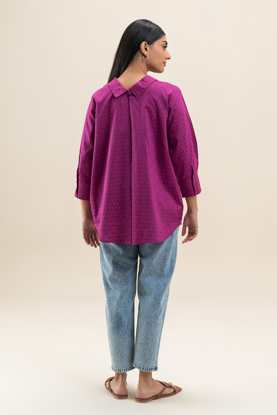 EMBROIDERED JACQUARD TOP (PRET)