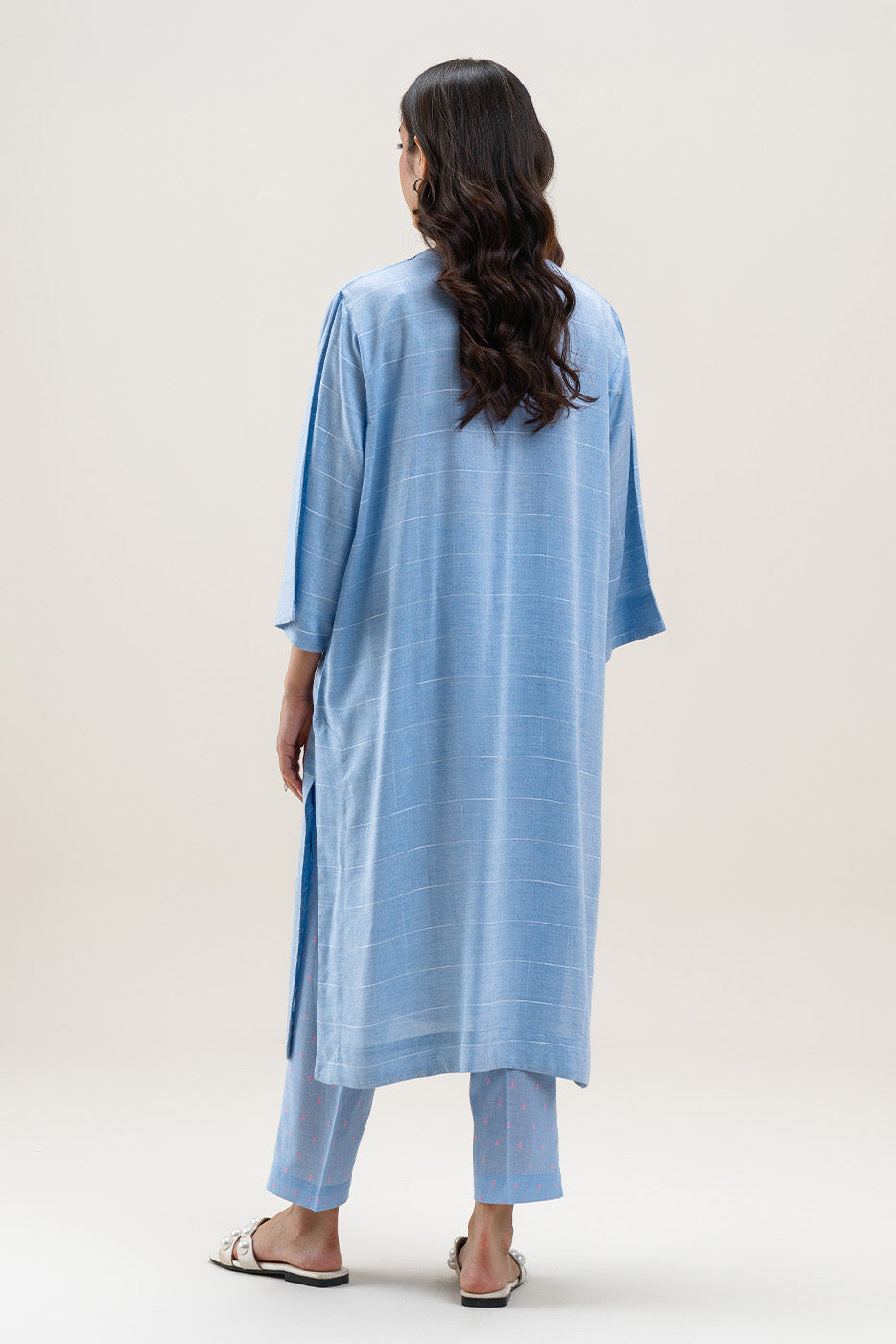 2 PIECE EMBROIDERED CHAMBRAY SUIT (PRET)