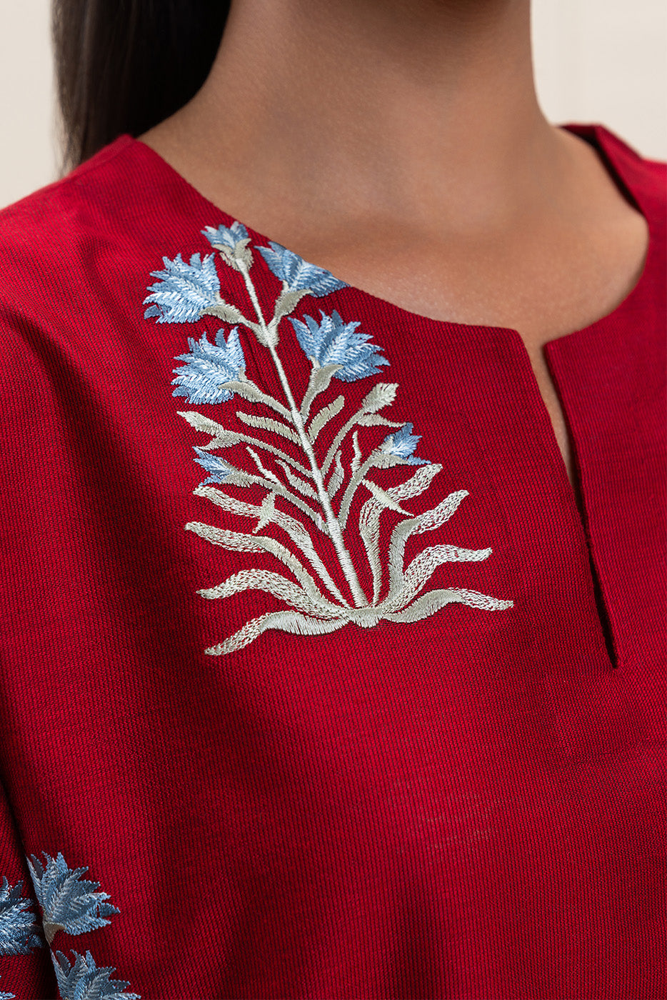 2 PIECE EMBROIDERED TWO TONE SUIT (PRET)