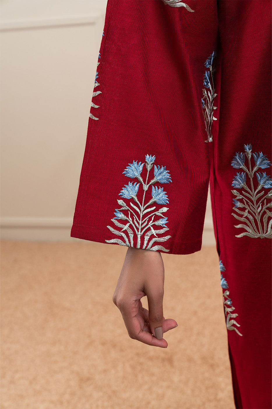2 PIECE EMBROIDERED TWO TONE SUIT (PRET)