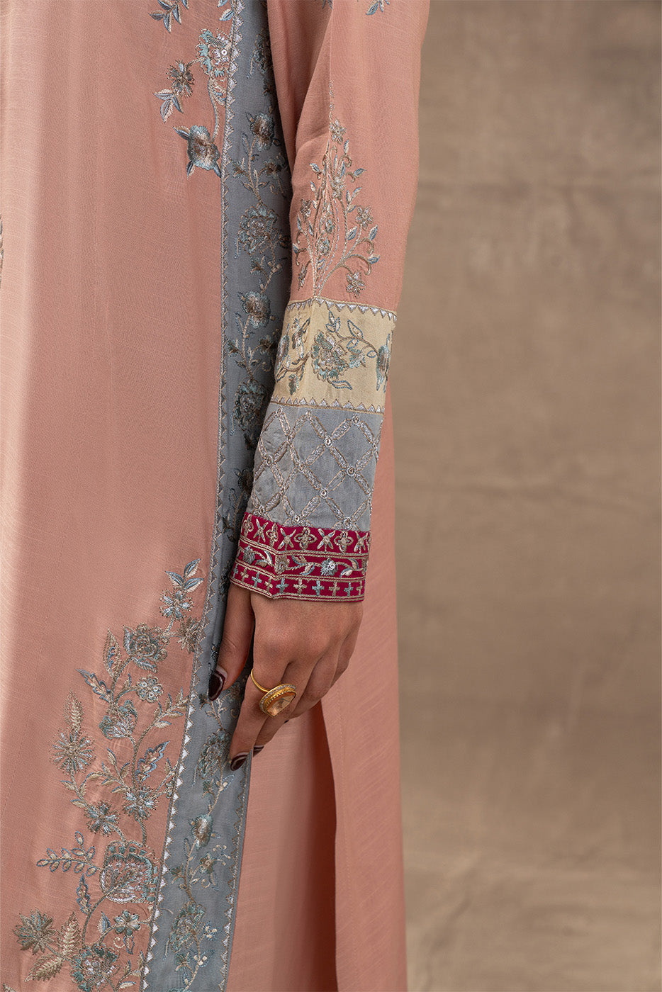 EMBROIDERED RAW SILK SHIRT (LUXURY PRET)