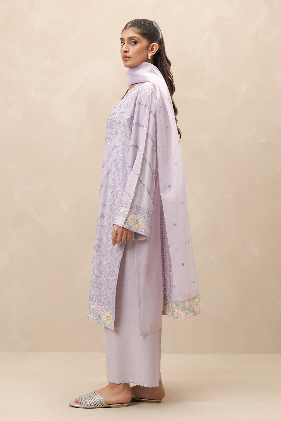 3 PIECE EMBROIDERED RAW SILK SUIT (LUXURY-PRET)