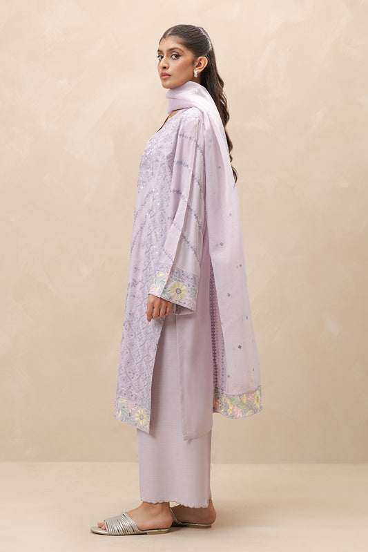 3 PIECE EMBROIDERED RAW SILK SUIT (LUXURY-PRET)