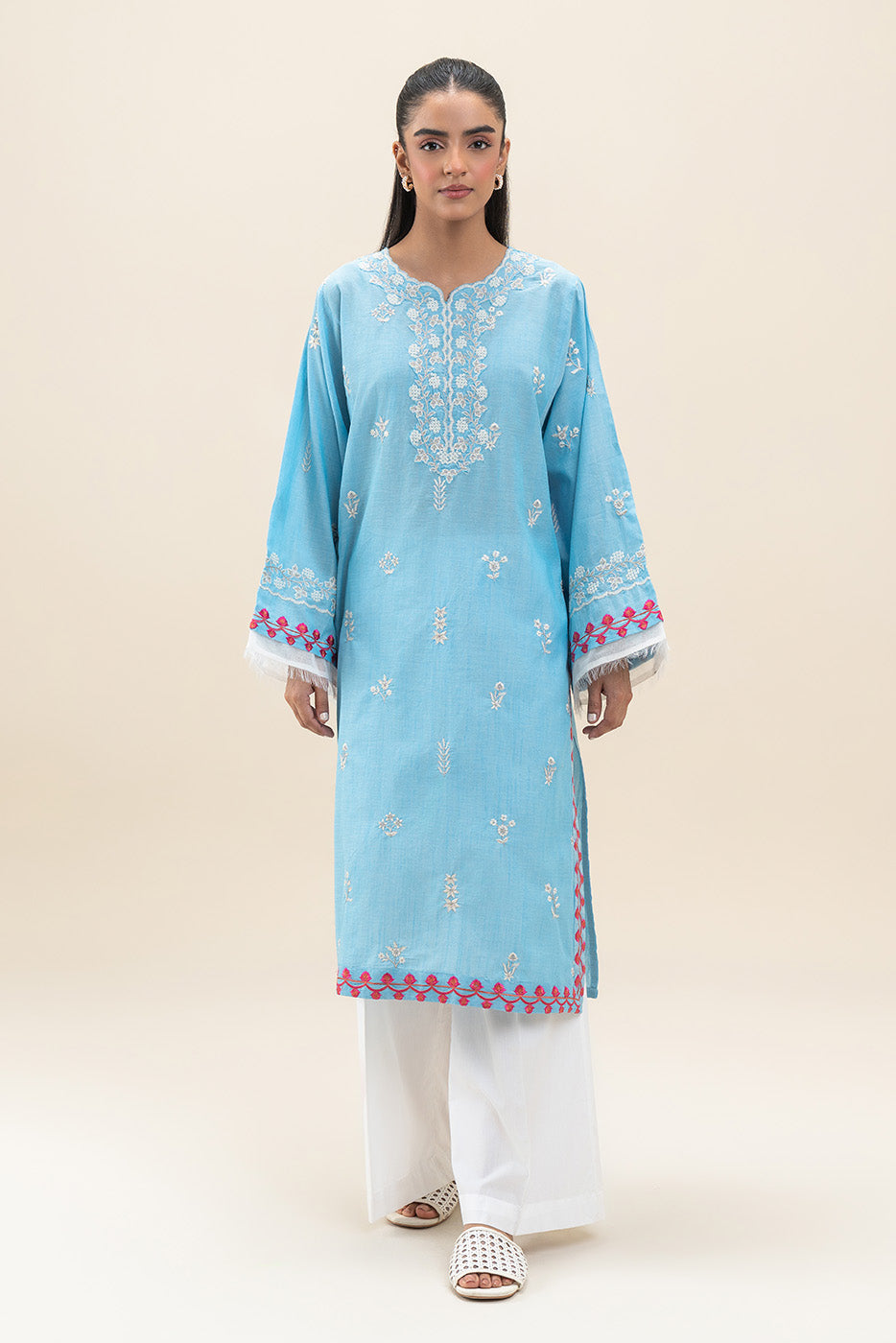 EMBROIDERED CHAMBRAY JACQUARD SHIRT (PRET)
