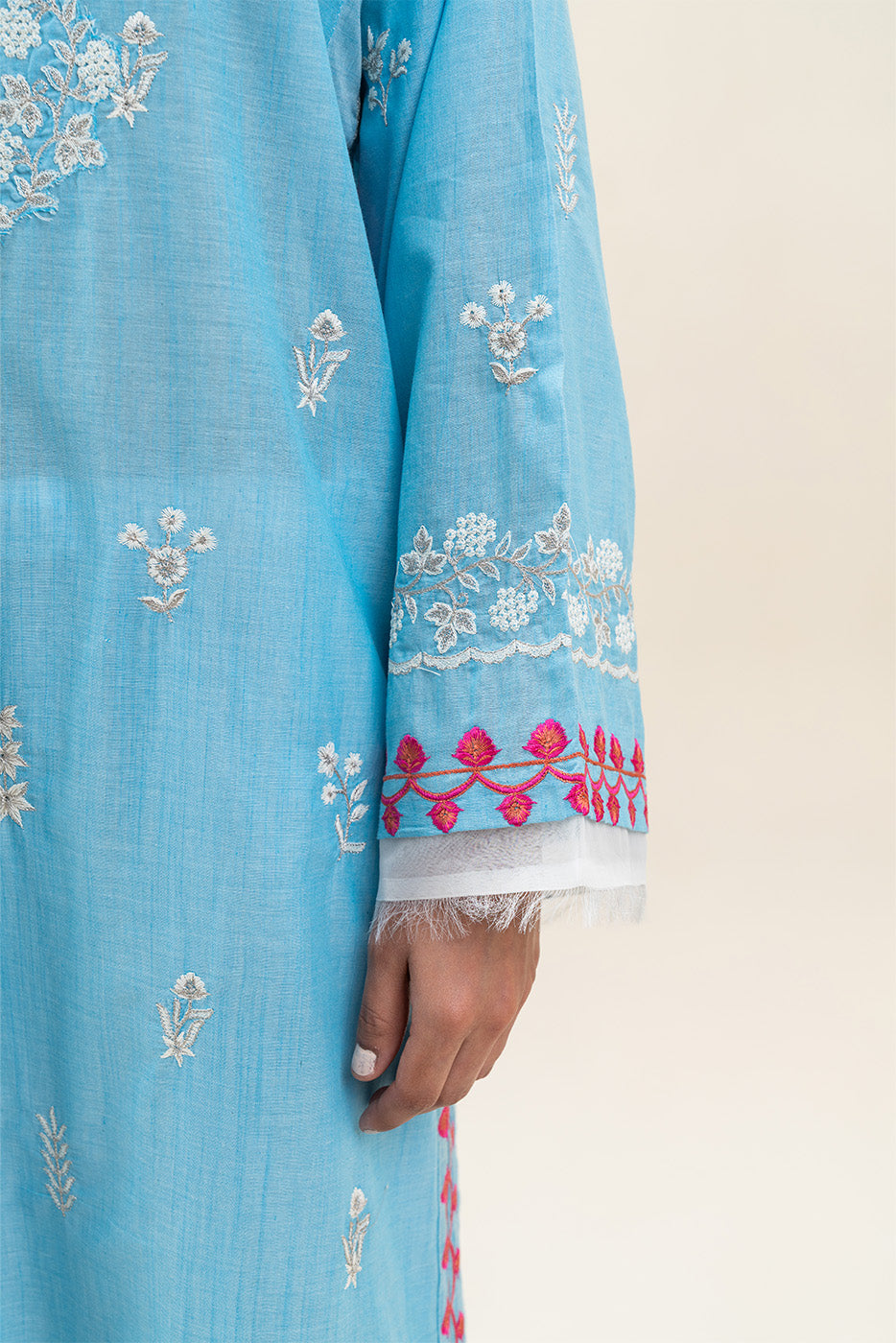 EMBROIDERED CHAMBRAY JACQUARD SHIRT (PRET)