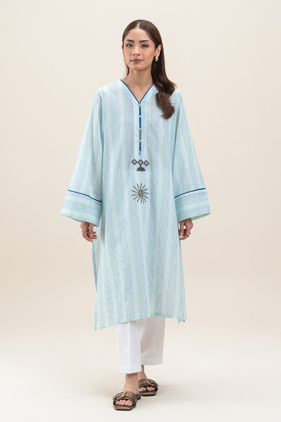 EMBROIDERED YARN DYED JACQUARD SHIRT (PRET)