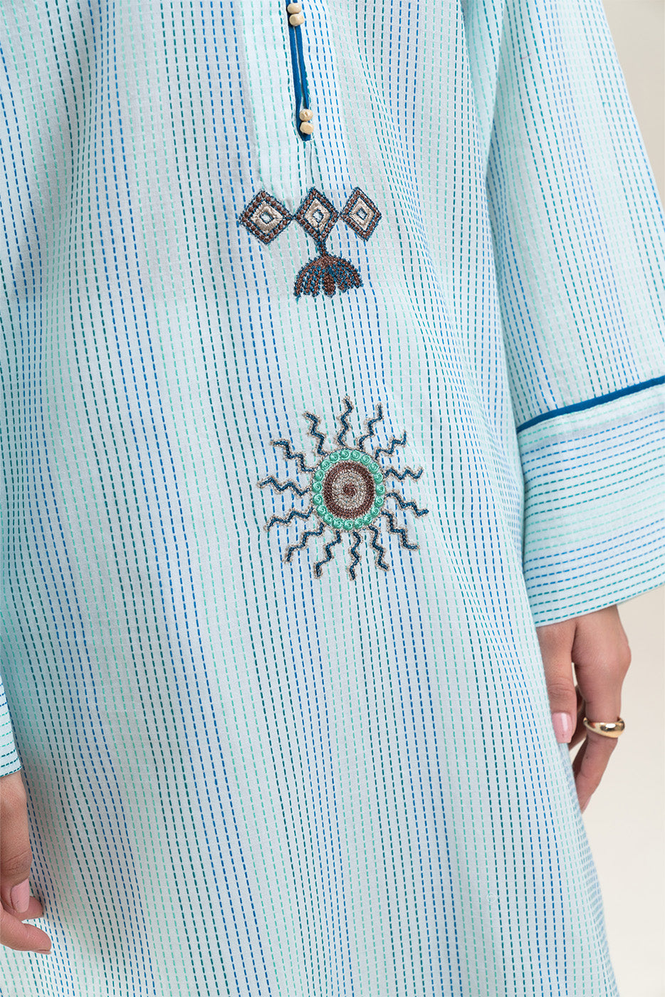 EMBROIDERED YARN DYED JACQUARD SHIRT (PRET)