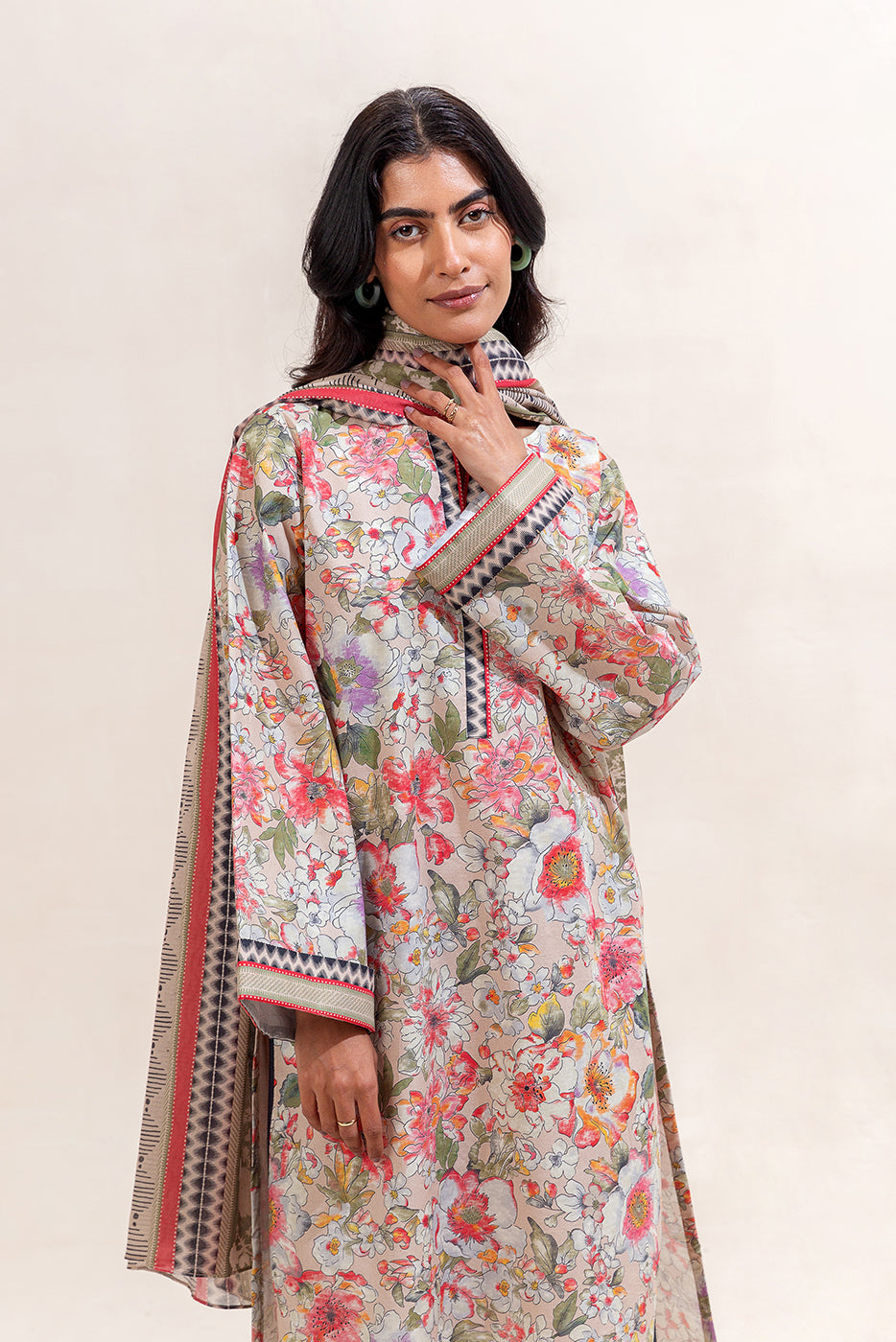 3 PIECE PRINTED LAWN SUIT-ORCHID GALORE (UNSTITCHED)