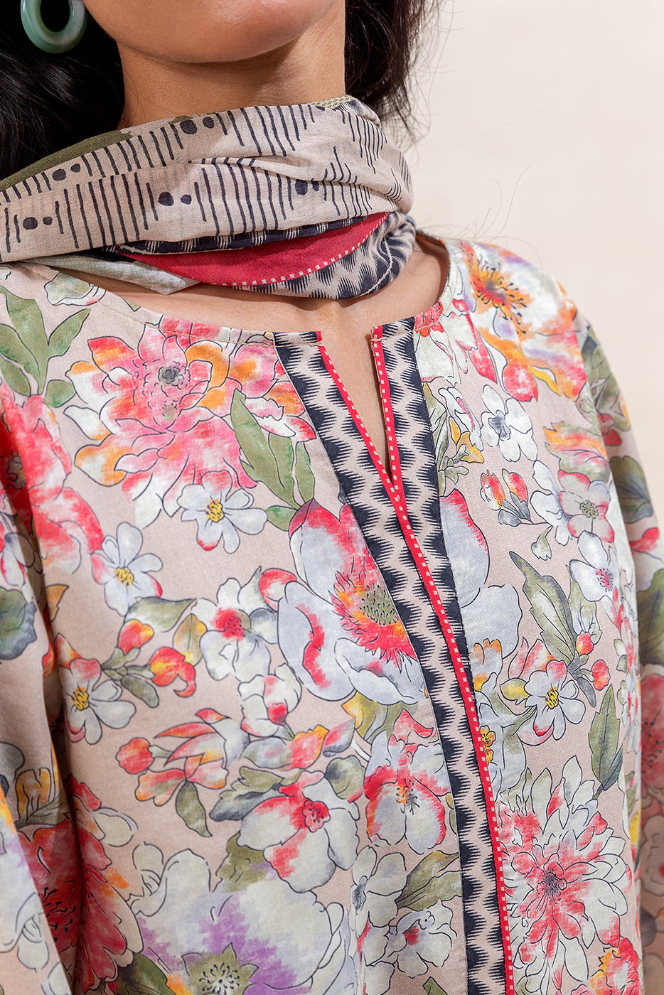 3 PIECE PRINTED LAWN SUIT-ORCHID GALORE (UNSTITCHED)