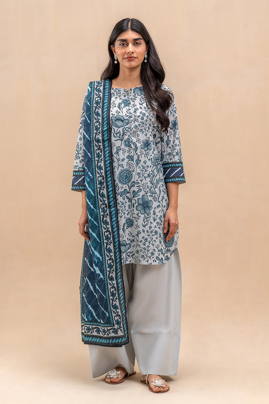 3 PIECE PRINTED LAWN SUIT-AEGEAN BLOOM (UNSTITCHED)