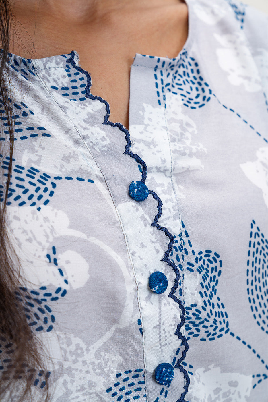 3 PIECE PRINTED BLENDED LAWN SUIT-PEARL BLUE (UNSTITCHED)