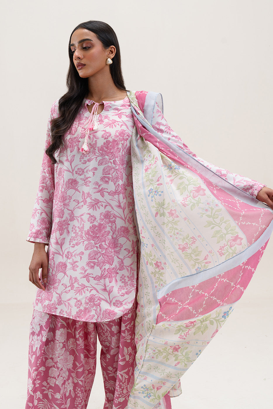 3 PIECE PRINTED BLENDED LAWN SUIT-BLOOMING GEM (UNSTITCHED)