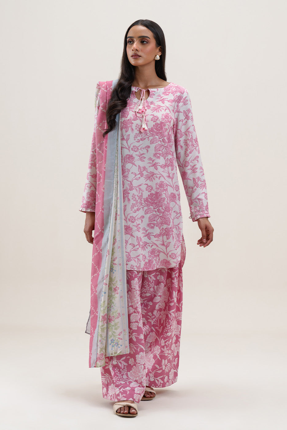 3 PIECE PRINTED BLENDED LAWN SUIT-BLOOMING GEM (UNSTITCHED)