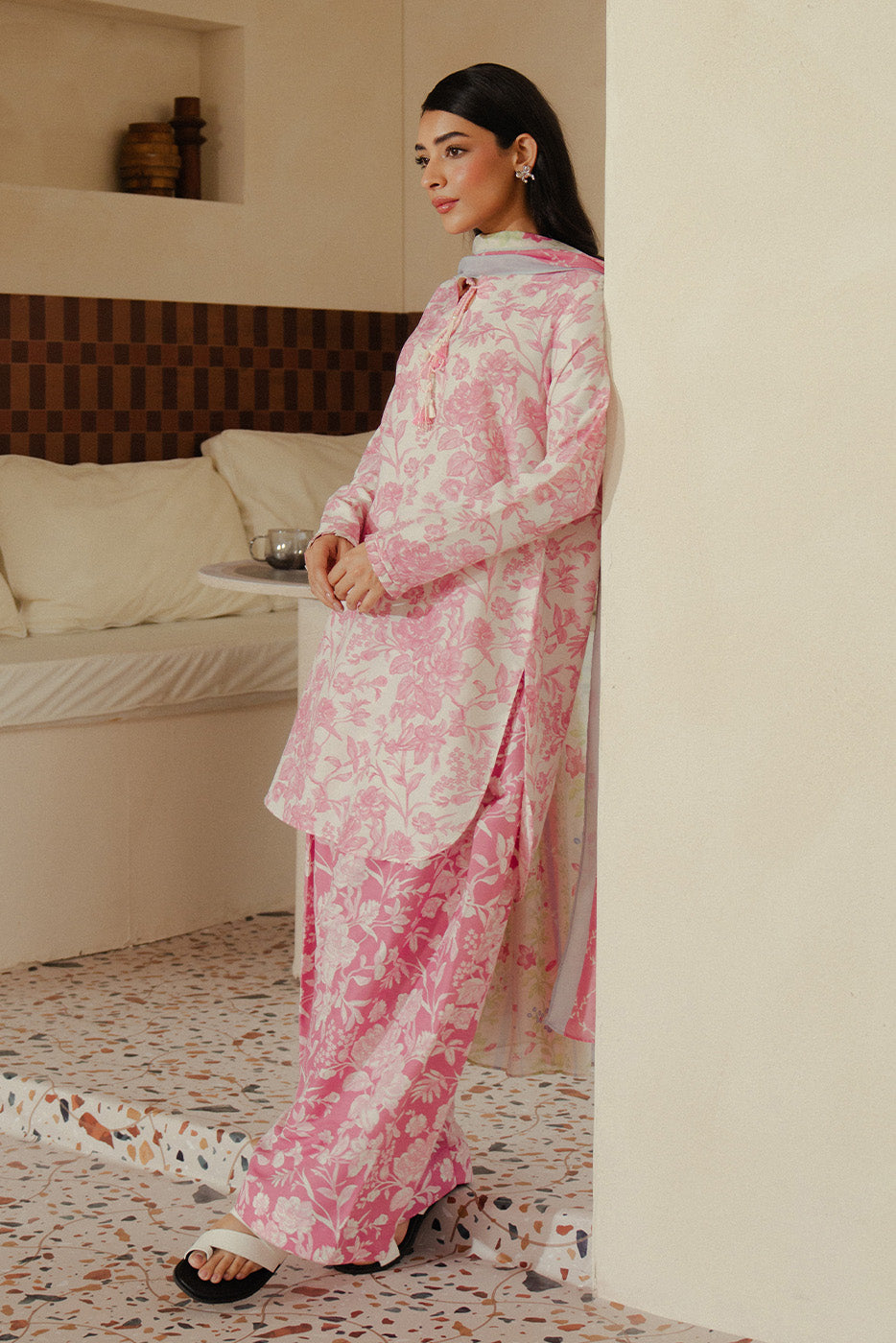 3 PIECE PRINTED BLENDED LAWN SUIT-BLOOMING GEM (UNSTITCHED)
