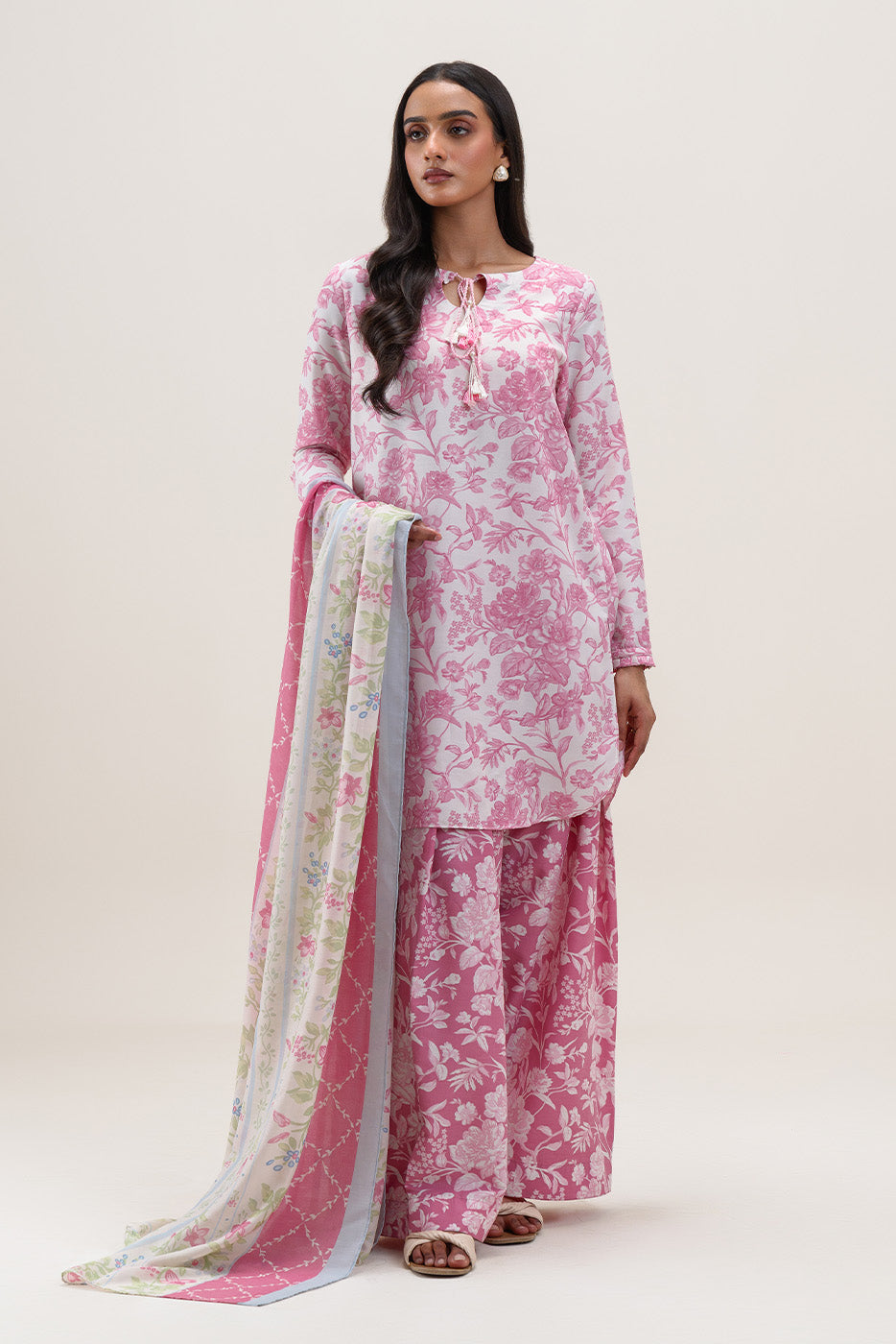 3 PIECE PRINTED BLENDED LAWN SUIT-BLOOMING GEM (UNSTITCHED)