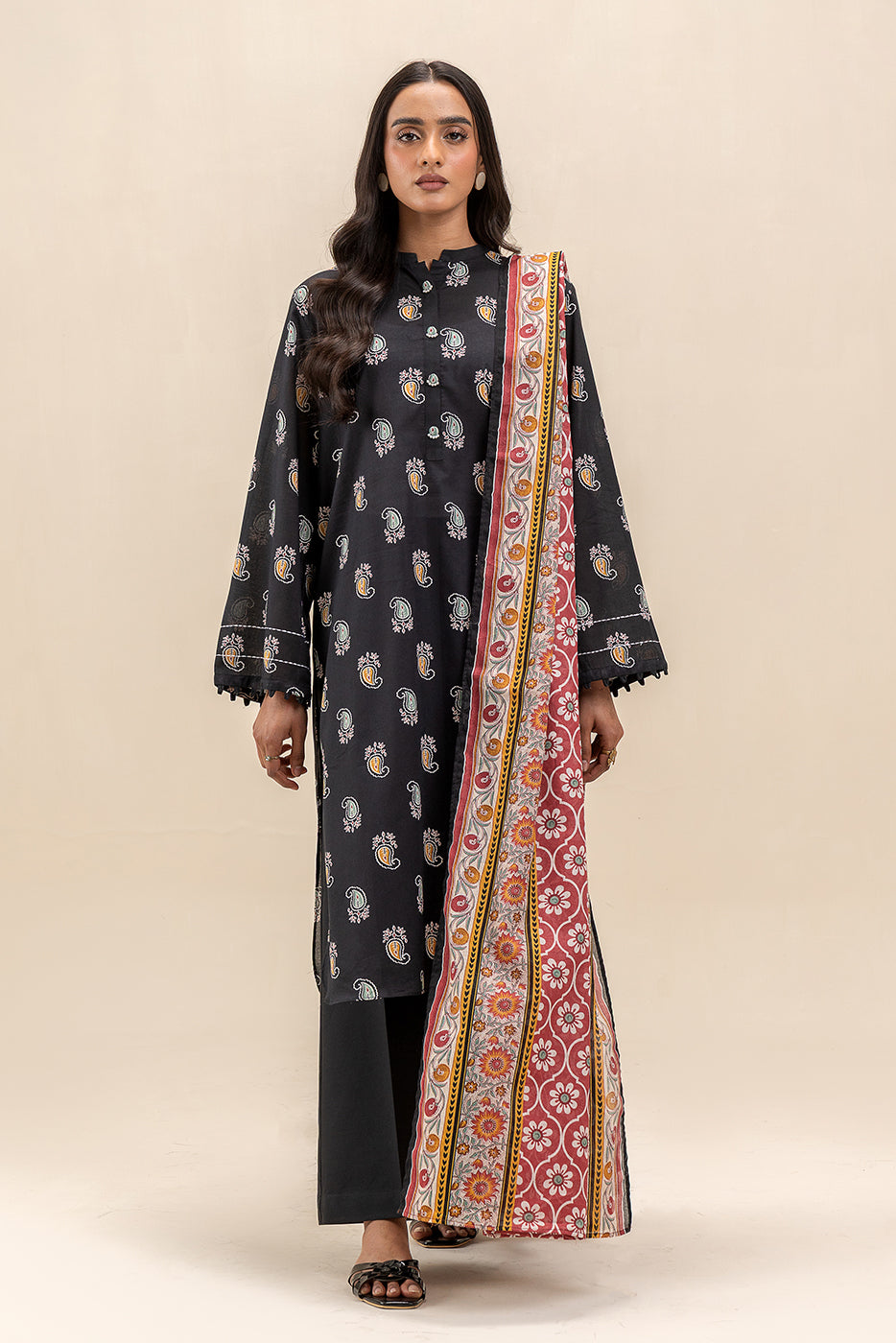 3 PIECE PRINTED LAWN SUIT-ONYX TRIBE (UNSTITCHED)