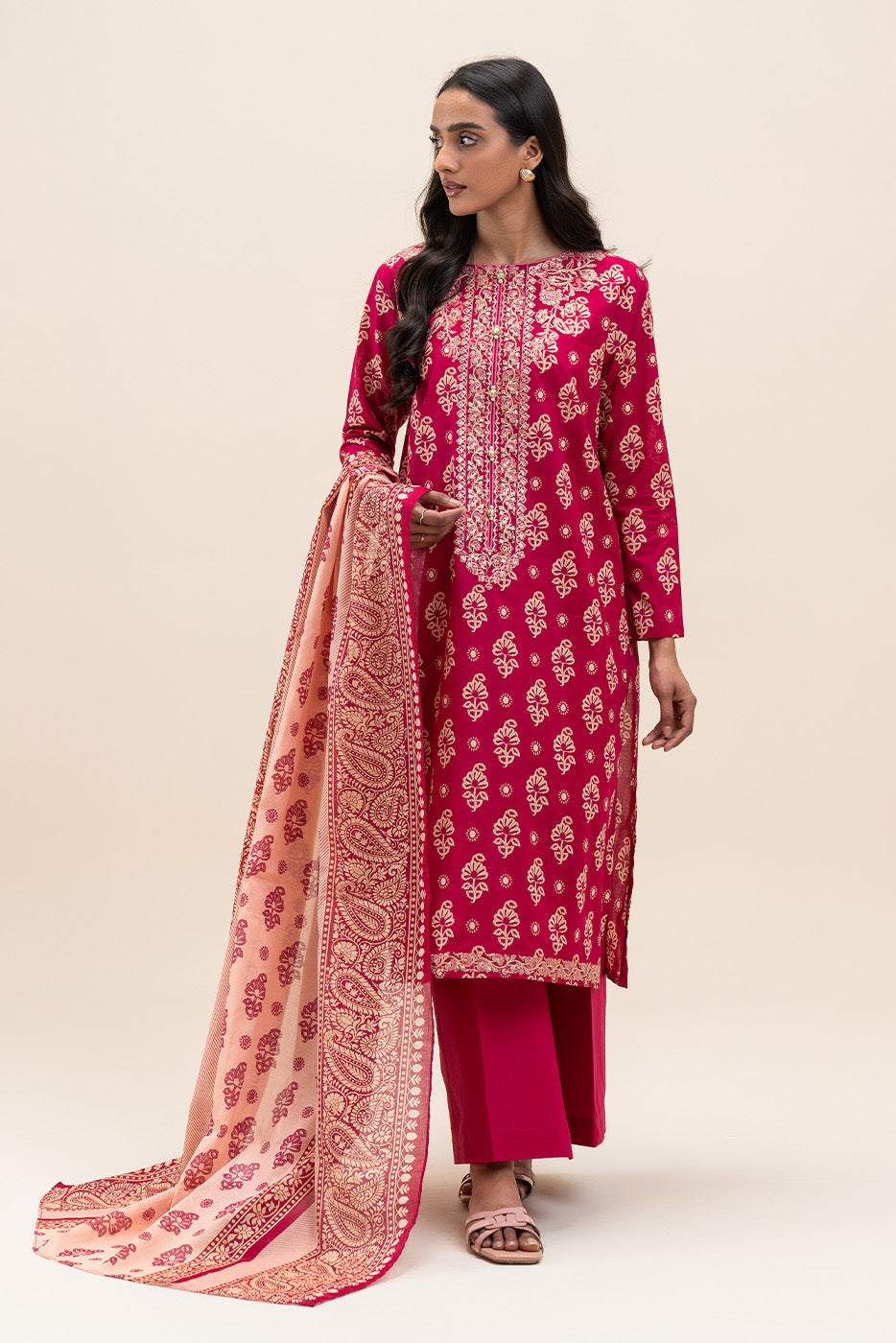 3 PIECE EMBROIDERED LAWN SUIT-CRIMSON GLAM (UNSTITCHED)