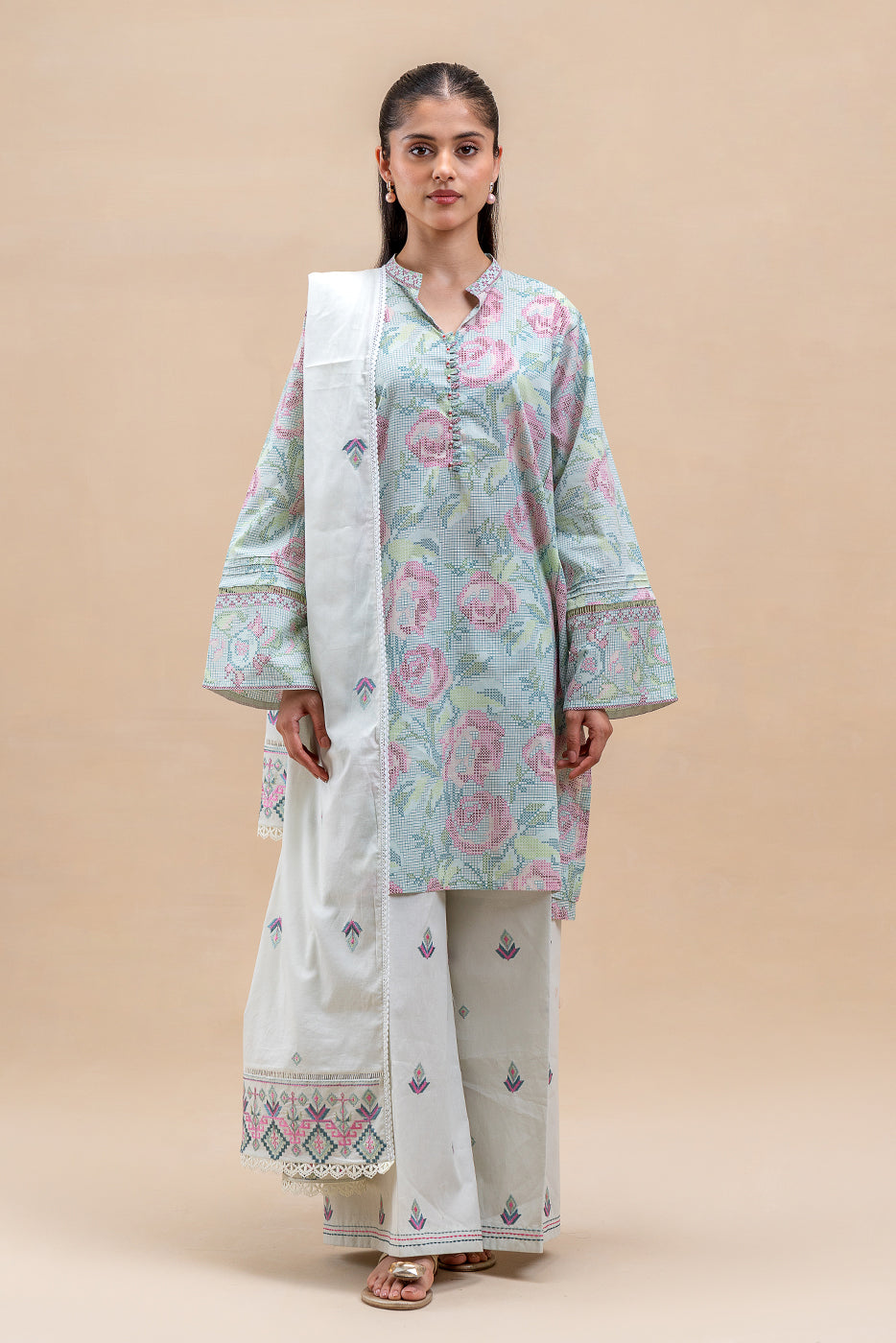 3 PIECE EMBROIDERED LAWN SUIT-PASTEL BLUSH (UNSTITCHED)