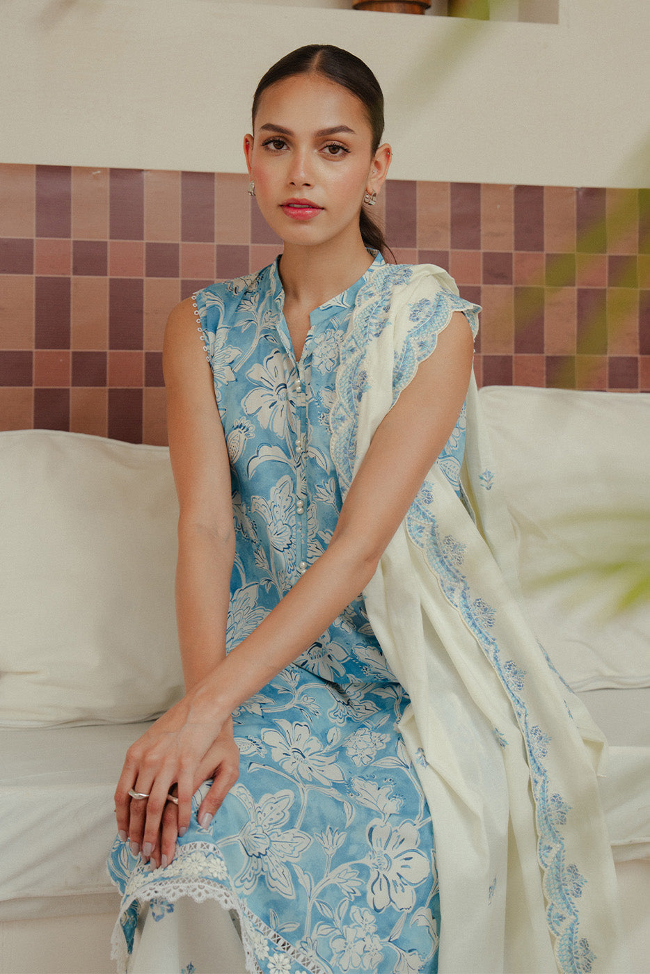 3 PIECE EMBROIDERED LAWN SUIT-CERULEAN HAZE (UNSTITCHED)