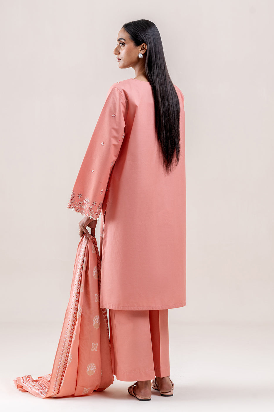 3 PIECE EMBROIDERED LAWN SUIT-CORAL BLISS (UNSTITCHED)