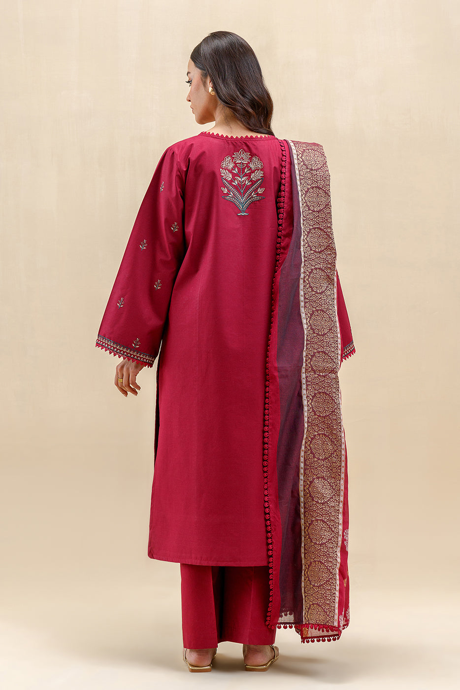 3 PIECE EMBROIDERED LAWN SUIT-CRIMSON QUARTZ (UNSTITCHED)
