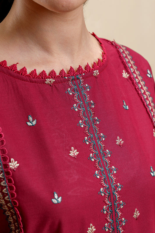 3 PIECE EMBROIDERED LAWN SUIT-CRIMSON QUARTZ (UNSTITCHED)
