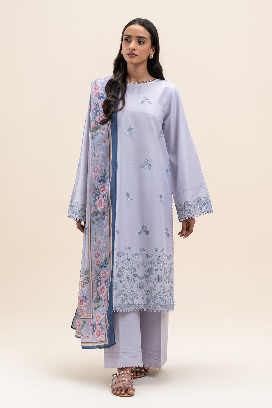 3 PIECE EMBROIDERED LAWN SUIT-LAVENDER WAVE (UNSTITCHED)