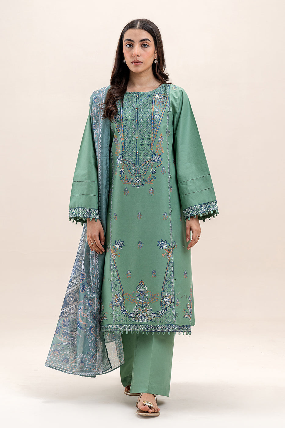 3 PIECE EMBROIDERED LAWN SUIT-SAGE BLOOM (UNSTITCHED)