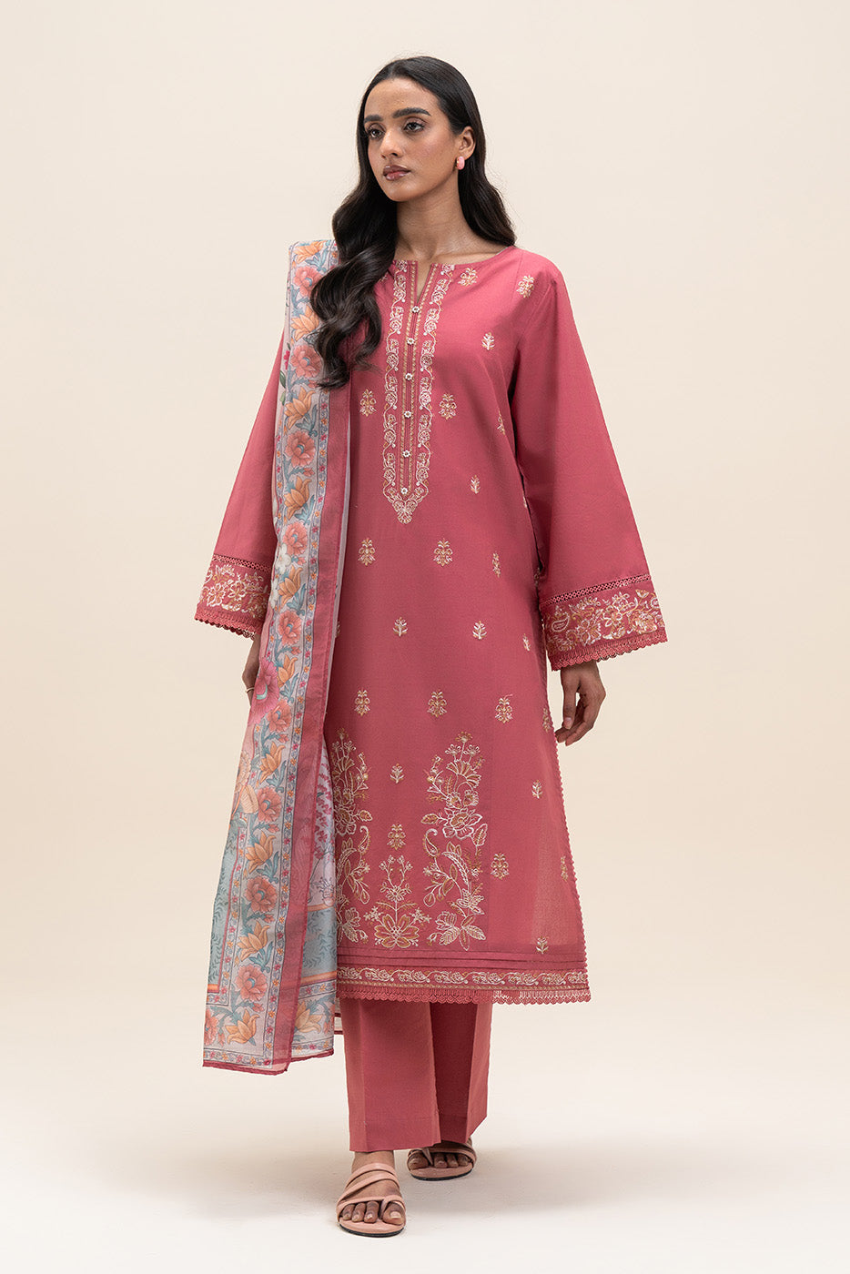 3 PIECE EMBROIDERED LAWN SUIT-FLORET ROUGE (UNSTITCHED)