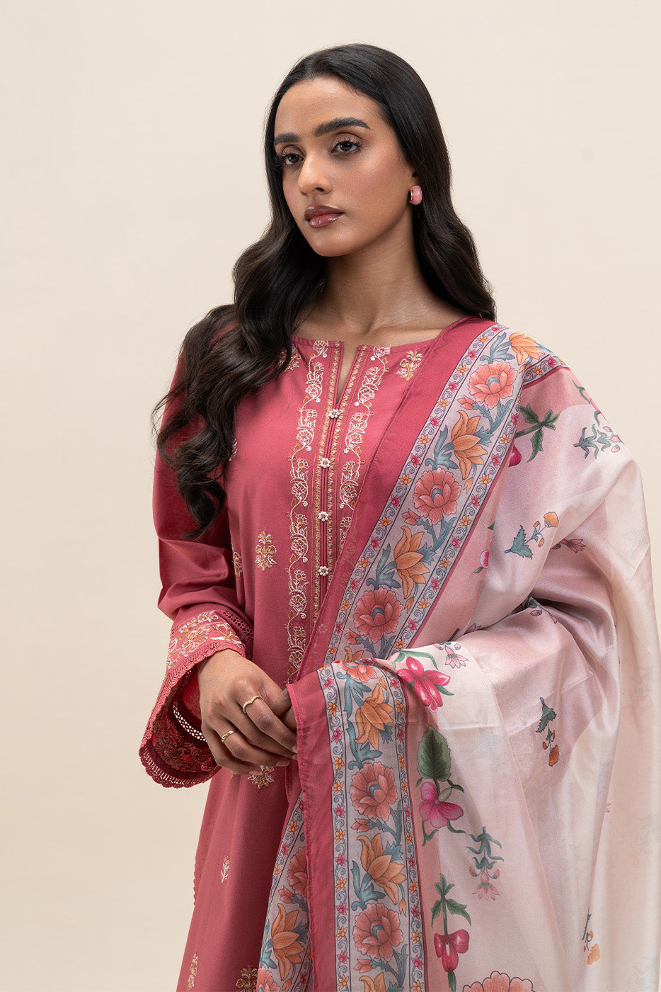 3 PIECE EMBROIDERED LAWN SUIT-FLORET ROUGE (UNSTITCHED)